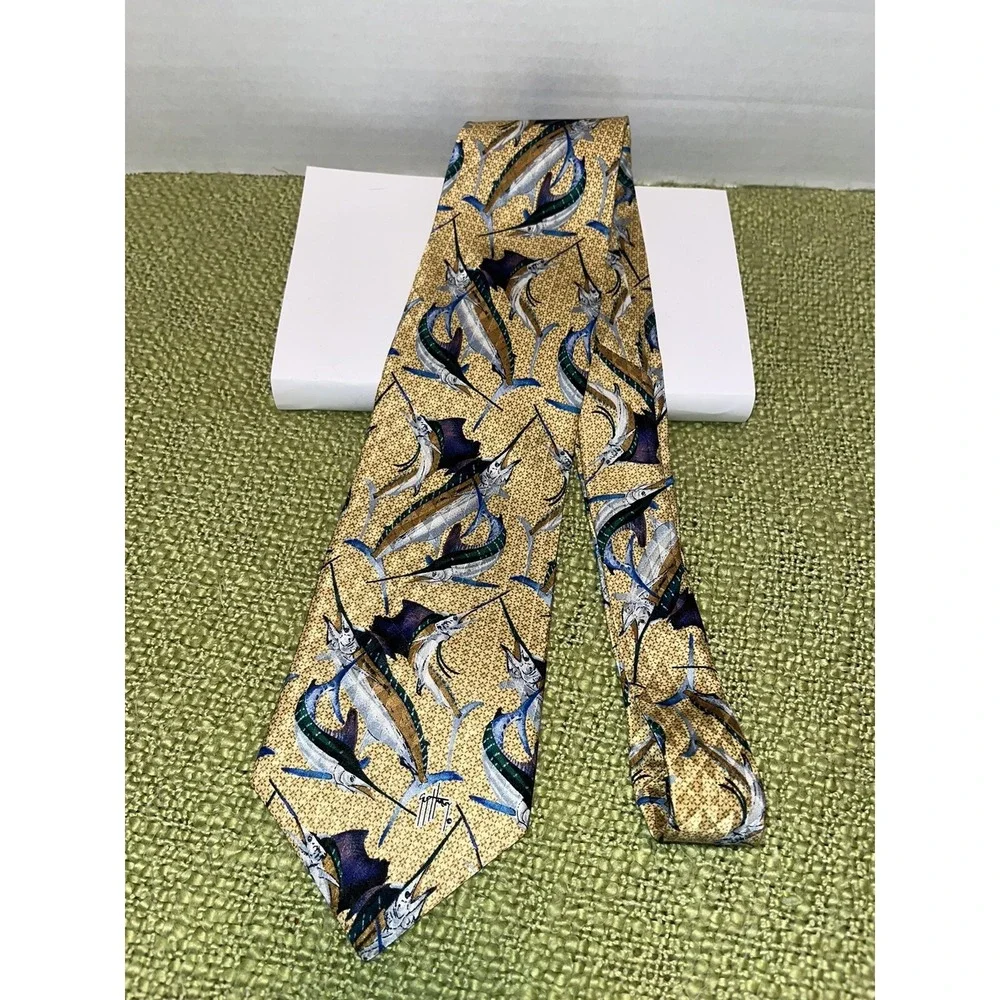 Guy Harvey‎ Tie Multicolor Fish Fishing Mens Silk Tie Ocean